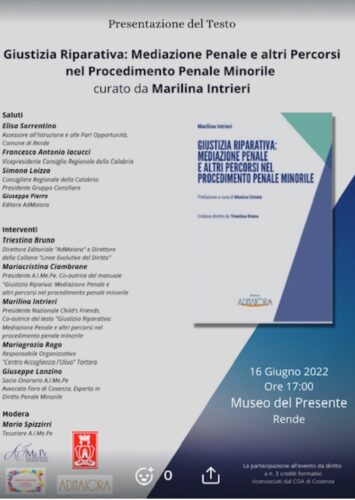 SEMINARIO AIMEPE SU GIUSTIZIA RIPARATIVA TESTO INTRIERI RENDE 16.6.2022
