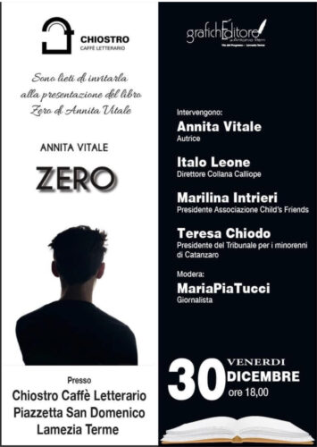 Lamezia Terme 30 dicembre 2022 Chiostro caffe letterario presentazione del testo “ZERO” di Annita Vitale