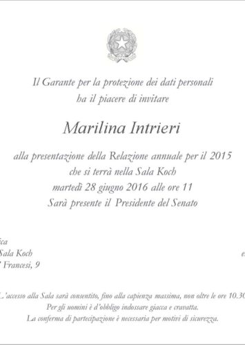Senato della Repubblica 28.06.2016 -Relazione del garante della protezione dei dati personali