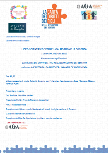 7.1.2020 Cosenza Liceo FERMI -presentazione della carta dei diritti dei figli nella separazione dei genitori