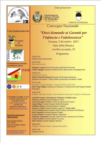 UNIVERSITA’ DI FERRARA 5.12.2013 -10 DOMANDE AI GARANTI PER L’INFANZIA