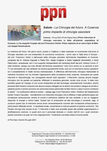 Agenzia PPN  a-chirurgia-del-futuro.-a-cosenza-primo-impianto-di chirurgia vascolare