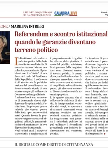 Referendum e scontro istituzionale: quando le garanzie diventano terreno politico
