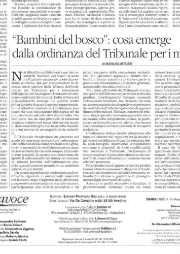 Bambini del bosco: cosa emerge dall’ordinanza del Tribunale per i minorenni Quotidiano l’altra voce
