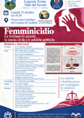 Seminario su testo Femminicidio a Conflenti (CZ) 19.10.2026
