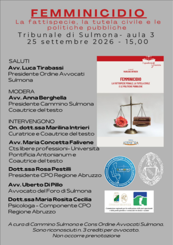 Seminario Tribunale di Sulmona 25.09.2026 Seminario testo femminicidio